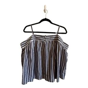 Old Navy Blue White Striped Spaghetti Straps Blouse NWT | Size XL | Lace Trim